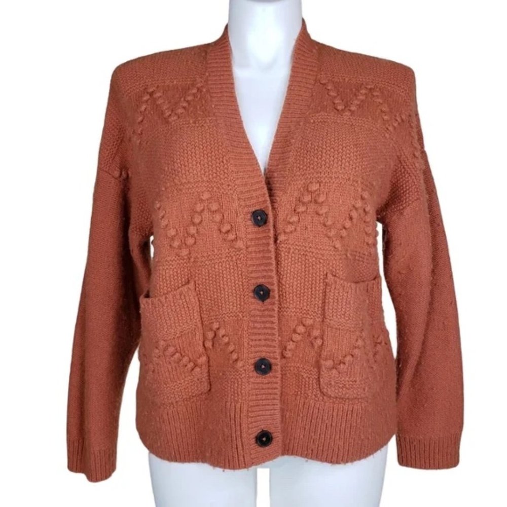 Madewell Burnt Orange Cropped Button Up Cardigan XL